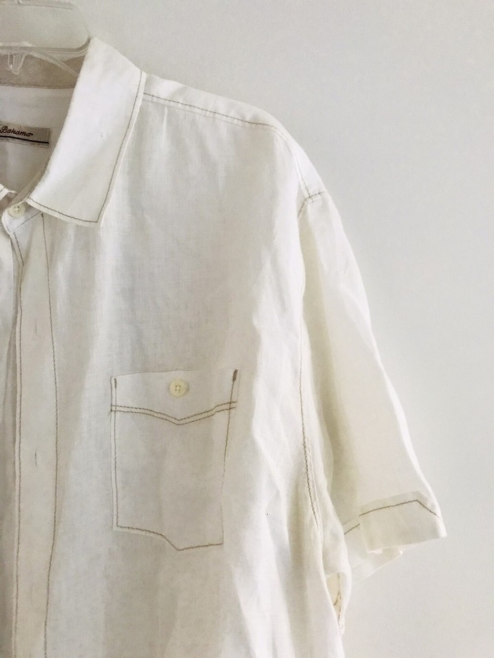Tommy Bahama | Button Front Linen Shirt Mens Size XL Beige Short Sleeves - Picture 3 of 7